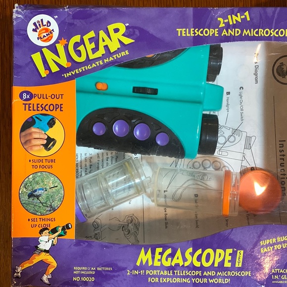 SOLD MegaScope Set 2 in 1 Telescope Microscope InGear Vintage Kids Science Toy - Picture 1 of 5